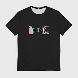 Футболка мужская Надпись think, цвет: 3D-принт