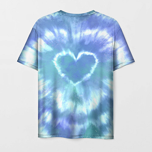 Мужская футболка Сердце - тай-дай - голубой / 3D-принт – фото 2