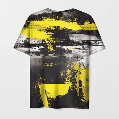 Мужская футболка Черно-желтая абстракция, нейросеть / 3D-принт – фото 2