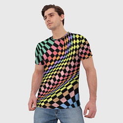 Футболка мужская Colorful avant-garde chess pattern - fashion, цвет: 3D-принт — фото 2
