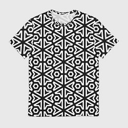 Мужская футболка Чёрный и белый ромбический паттерн