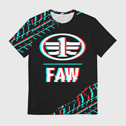 Футболка мужская Значок FAW в стиле glitch на темном фоне, цвет: 3D-принт
