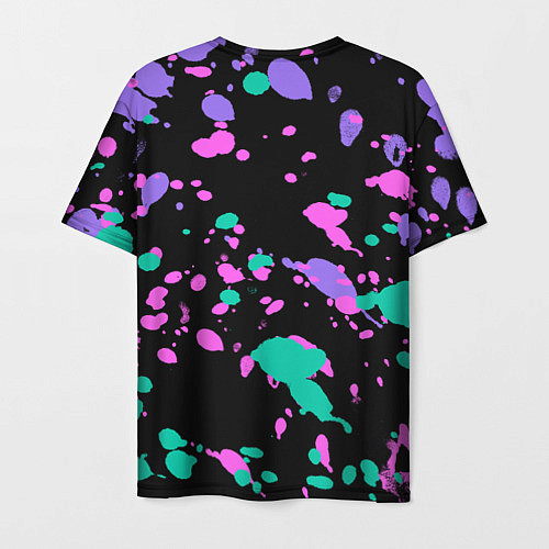Мужская футболка Неоновые цвета брызги краски / 3D-принт – фото 2