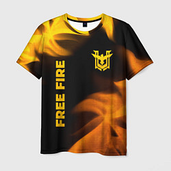 Мужская футболка Free Fire - gold gradient: надпись, символ