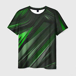 Футболка мужская Green black abstract, цвет: 3D-принт