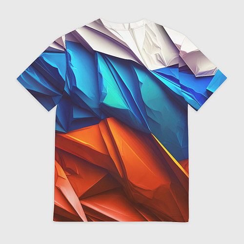 Мужская футболка Российский флаг на скале / 3D-принт – фото 2