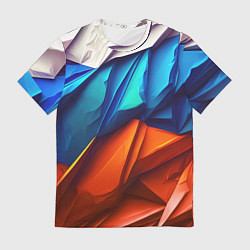 Мужская футболка Российский флаг на скале