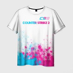 Футболка мужская Counter Strike 2 neon gradient style: символ сверх, цвет: 3D-принт