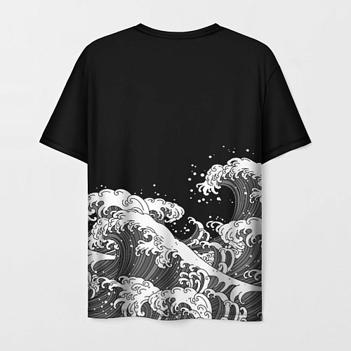 Мужская футболка Японские волны на темном фоне / 3D-принт – фото 2