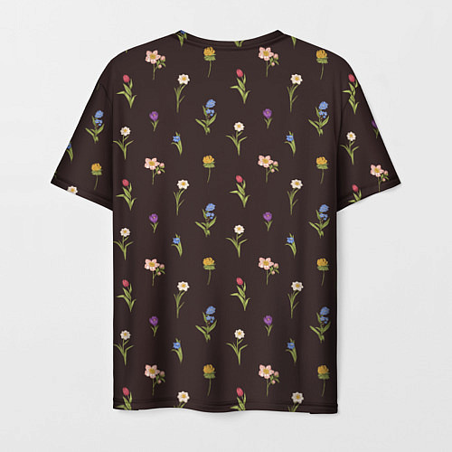 Мужская футболка Узор из весенних цветов / 3D-принт – фото 2