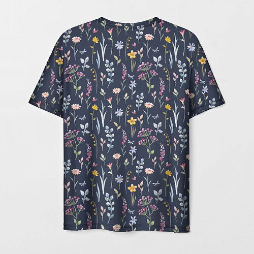 Мужская футболка Акварельная цветочная полянка / 3D-принт – фото 2