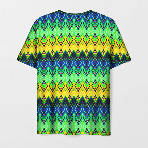 Мужская футболка Разноцветный желто-синий геометрический орнамент / 3D-принт – фото 2