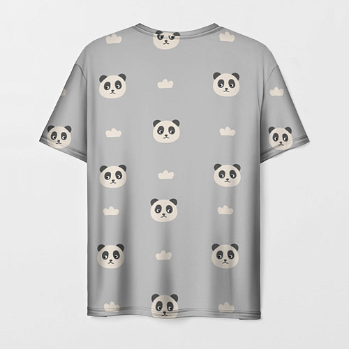 Мужская футболка Пандочки и облачка - паттерн серый / 3D-принт – фото 2