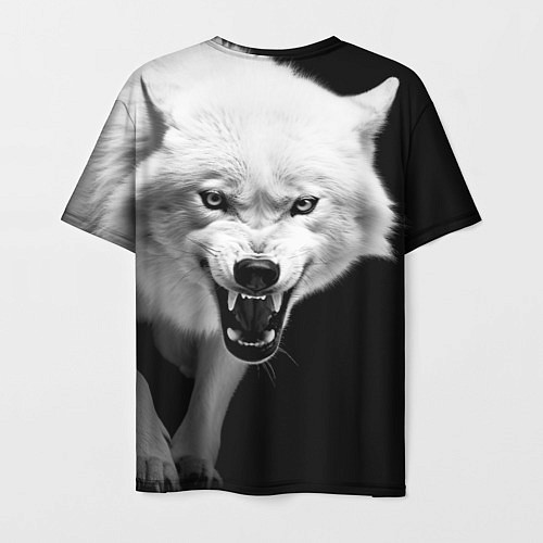 Мужская футболка Агрессивный белый волк / 3D-принт – фото 2