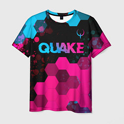 Футболка мужская Quake - neon gradient: символ сверху, цвет: 3D-принт