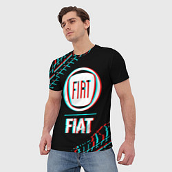 Футболка мужская Значок Fiat в стиле glitch на темном фоне, цвет: 3D-принт — фото 2