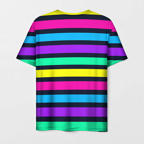 Мужская футболка Неоновые полосы на черном фоне / 3D-принт – фото 2