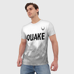 Футболка мужская Quake glitch на светлом фоне: символ сверху, цвет: 3D-принт — фото 2