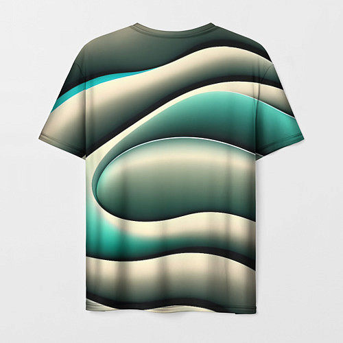 Мужская футболка Зеленая плавная волна / 3D-принт – фото 2