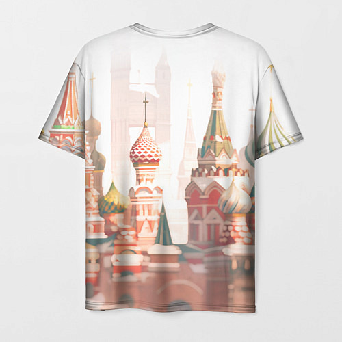 Мужская футболка Девушка в кокошнике с косой - кремль / 3D-принт – фото 2