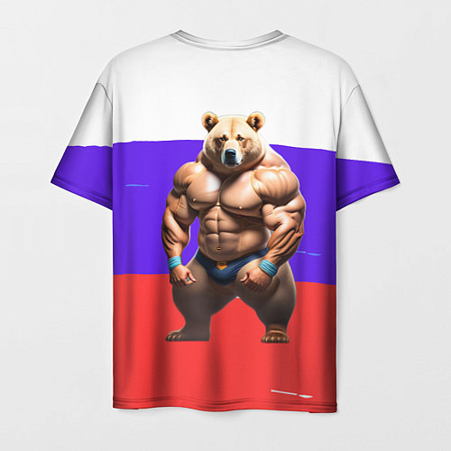Мужская футболка Накаченный медведь на Российском флаге / 3D-принт – фото 2