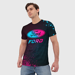 Футболка мужская Ford - neon gradient, цвет: 3D-принт — фото 2