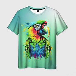 Футболка мужская Разноцветный попугай, цвет: 3D-принт