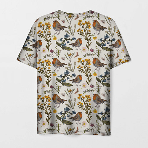 Мужская футболка Птицы малиновки и зверобой / 3D-принт – фото 2