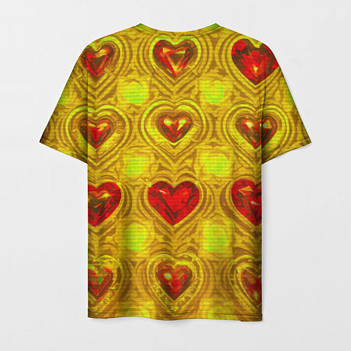 Мужская футболка Узор рубиновые сердца / 3D-принт – фото 2