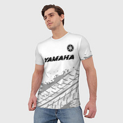 Футболка мужская Yamaha speed на светлом фоне со следами шин: симво, цвет: 3D-принт — фото 2