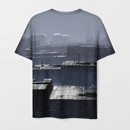 Мужская футболка Тёмный металлический город будущего / 3D-принт – фото 2