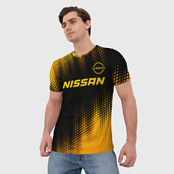 Футболка мужская Nissan - gold gradient: символ сверху, цвет: 3D-принт — фото 2