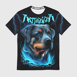 Футболка мужская Rottweiler and lightnings, цвет: 3D-принт