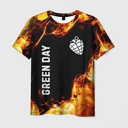 Футболка мужская Green Day и пылающий огонь, цвет: 3D-принт
