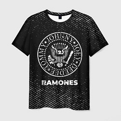 Футболка мужская Ramones с потертостями на темном фоне, цвет: 3D-принт