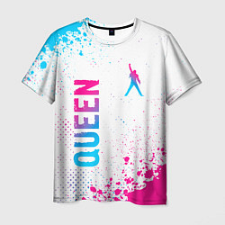 Мужская футболка Queen neon gradient style: надпись, символ