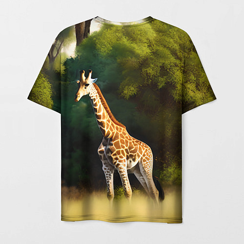 Мужская футболка Жираф на фоне деревьев / 3D-принт – фото 2