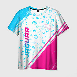 Футболка мужская Jaguar neon gradient style: надпись, символ, цвет: 3D-принт