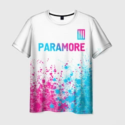 Футболка мужская Paramore neon gradient style: символ сверху, цвет: 3D-принт
