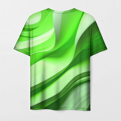 Мужская футболка Светлые зеленые волны / 3D-принт – фото 2