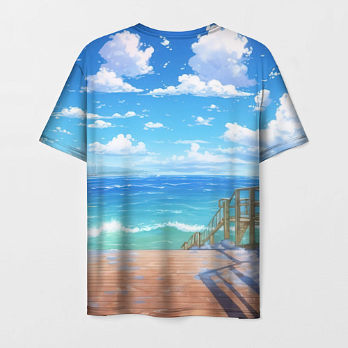 Мужская футболка Девушка в купальнике на пляже / 3D-принт – фото 2