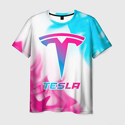 Футболка мужская Tesla neon gradient style, цвет: 3D-принт