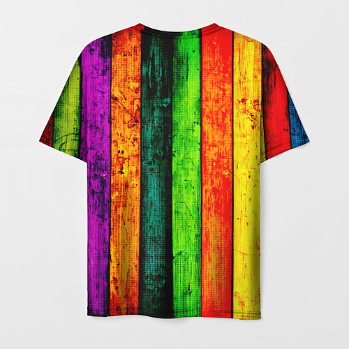 Мужская футболка Цветной забор / 3D-принт – фото 2