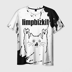 Футболка мужская Limp Bizkit рок кот на светлом фоне, цвет: 3D-принт