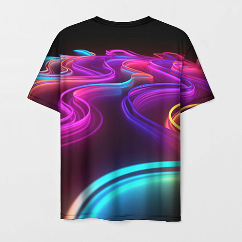 Мужская футболка Неоновые волны / 3D-принт – фото 2