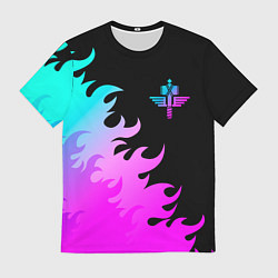 Мужская футболка Manowar неоновый огонь