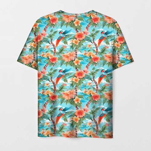 Мужская футболка Паттерн цветы и попугаи / 3D-принт – фото 2