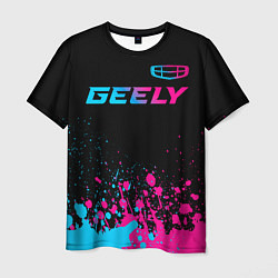 Футболка мужская Geely - neon gradient: символ сверху, цвет: 3D-принт