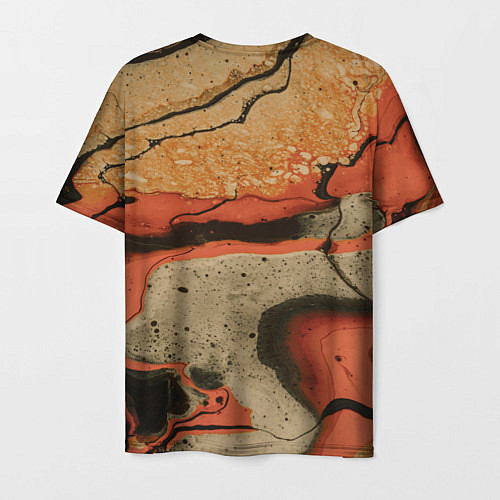 Мужская футболка Оранжевые и бежевые потоки красок / 3D-принт – фото 2