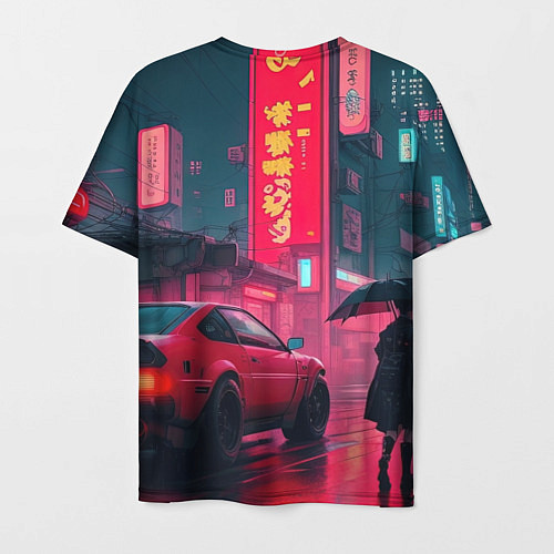 Мужская футболка Дождь на улицах Японии / 3D-принт – фото 2